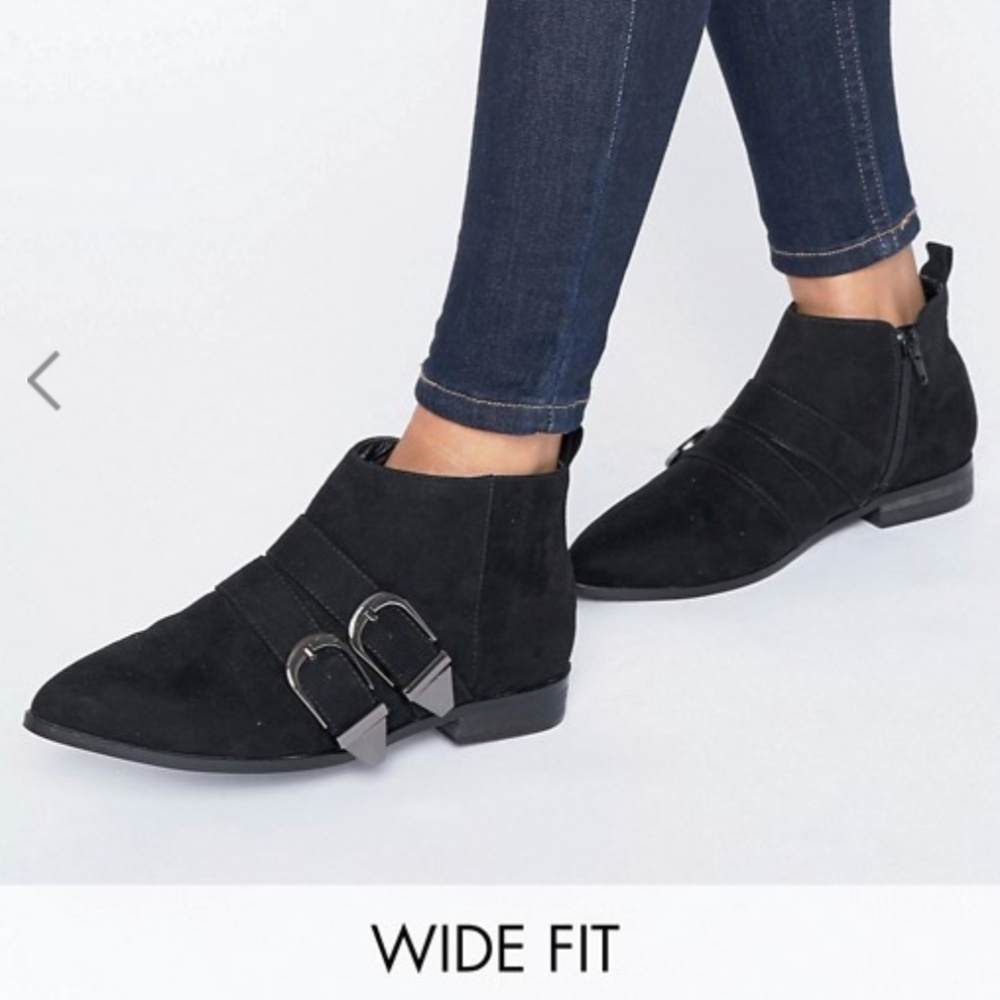 ASOS ANGLIFY Wide Fit Buckle Ankle Boots
